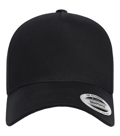Retro Cotton Blend Snapback Cap — Black